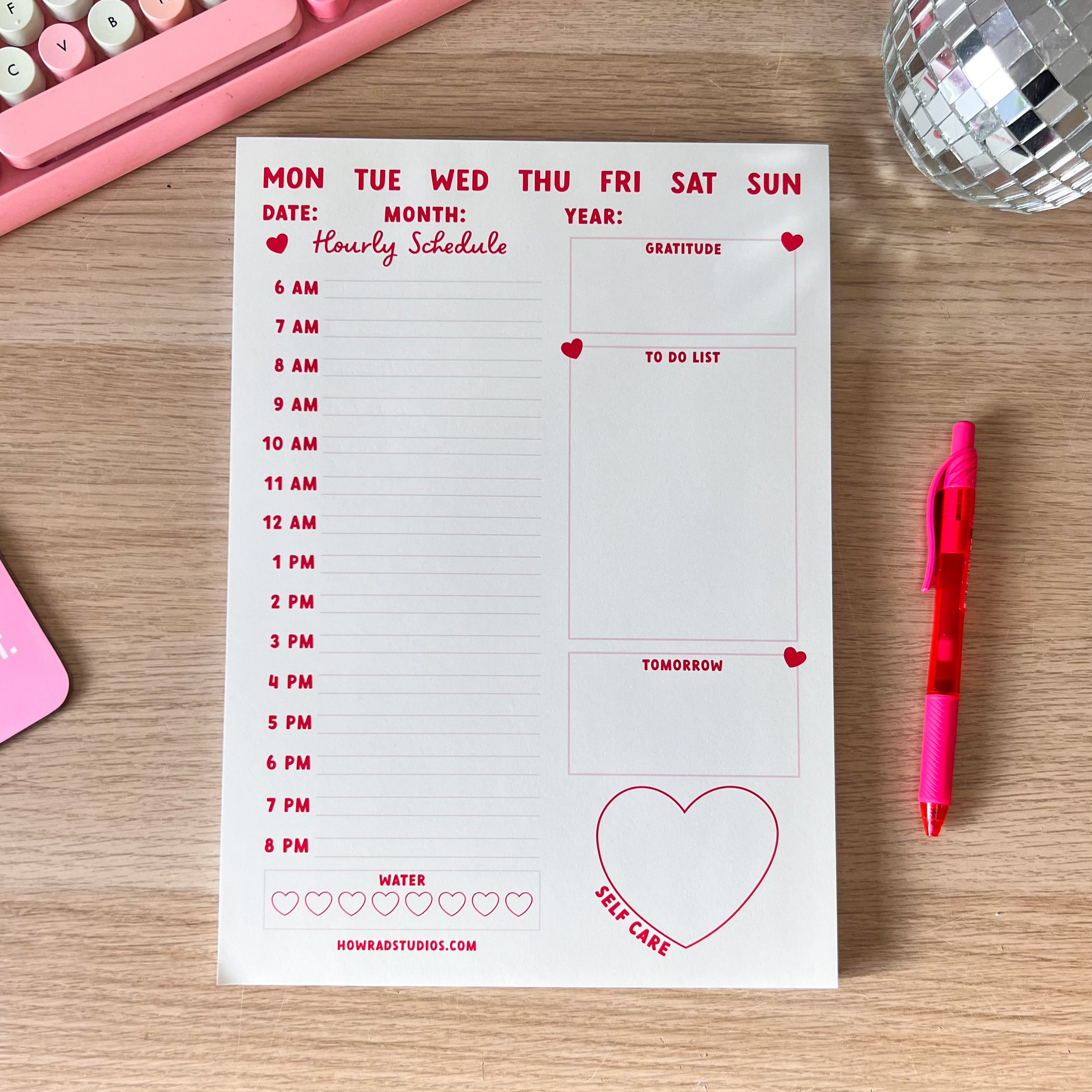 A4 Hourly Schedule Notepad