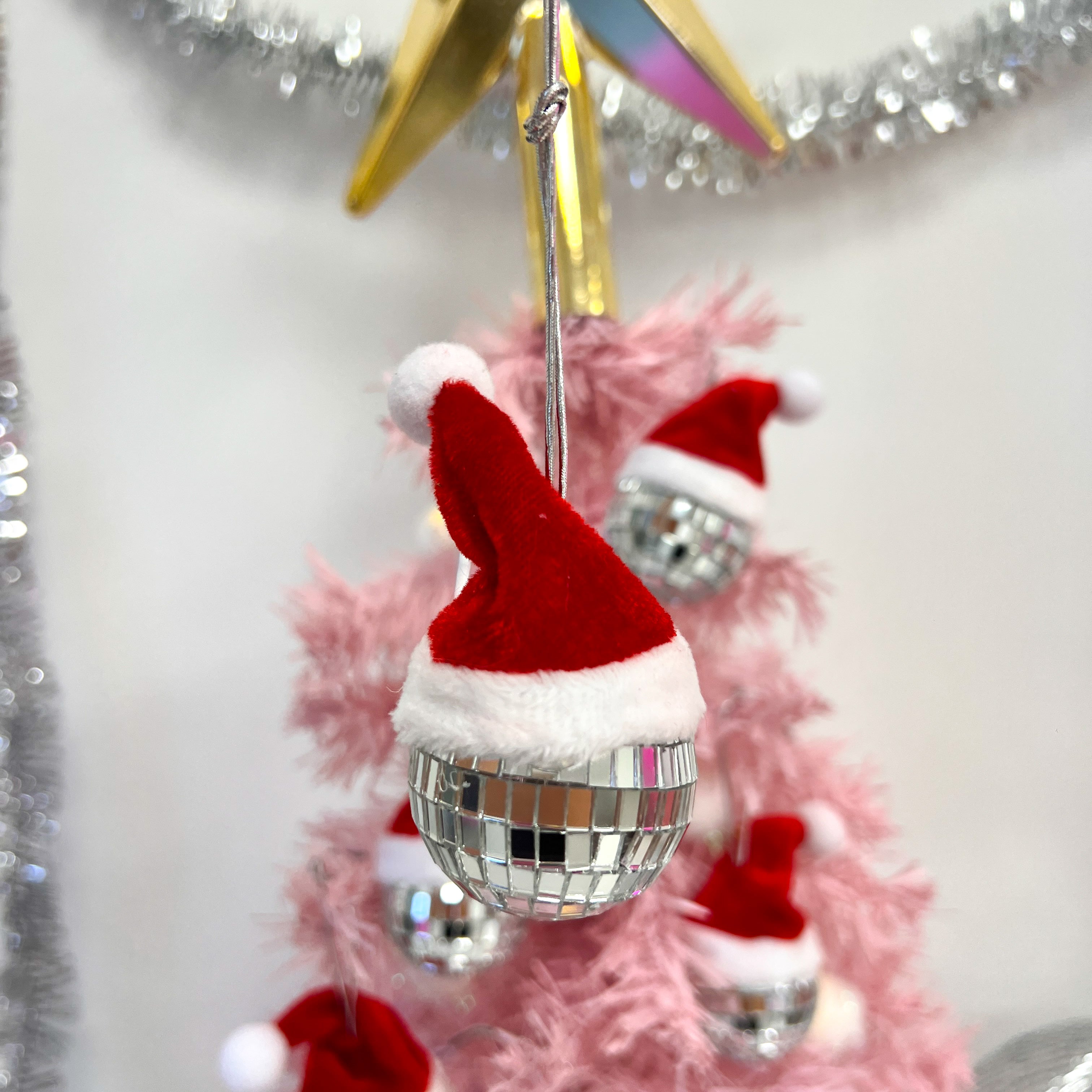 Santa disco ball ornament