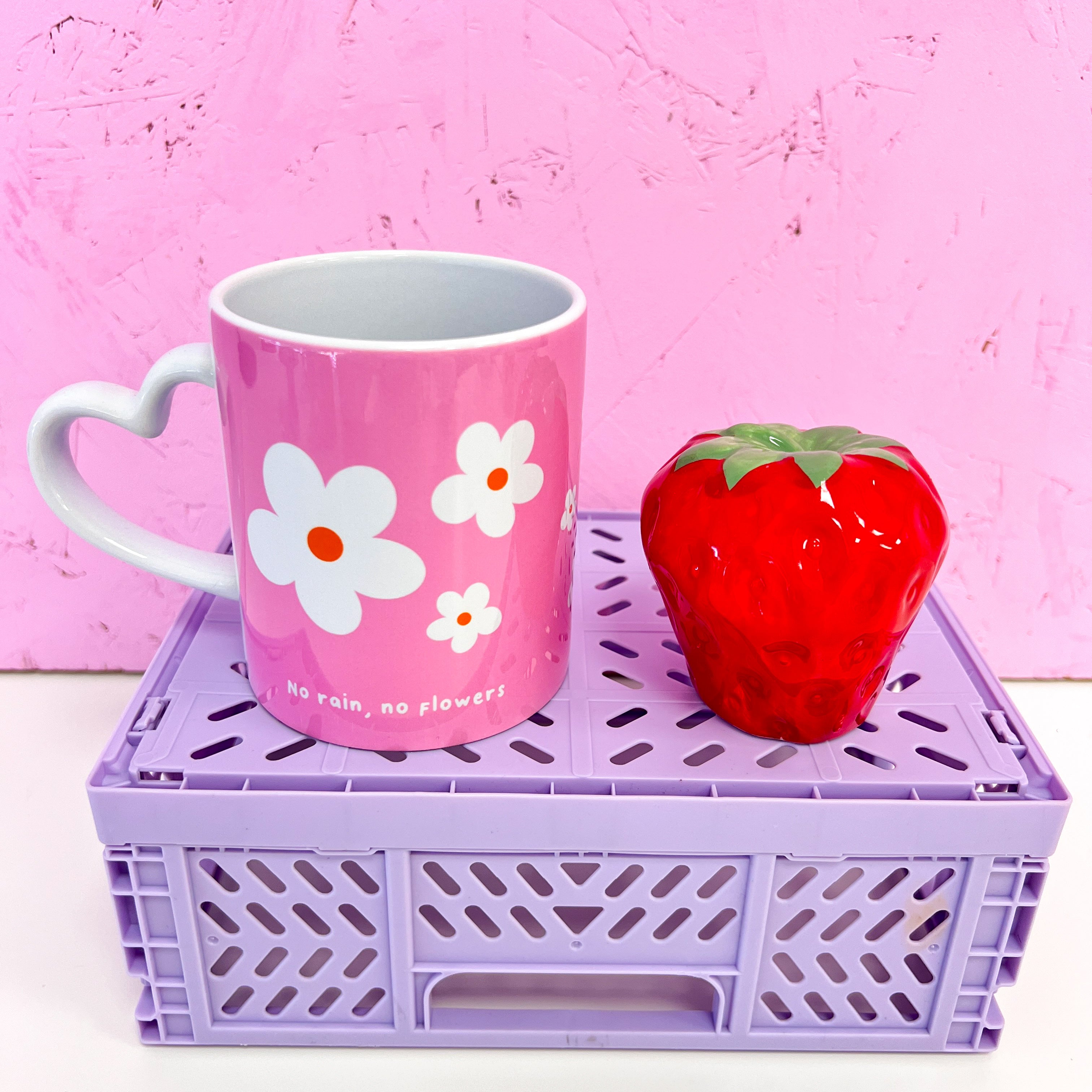 No rain, no flowers (pink) mug