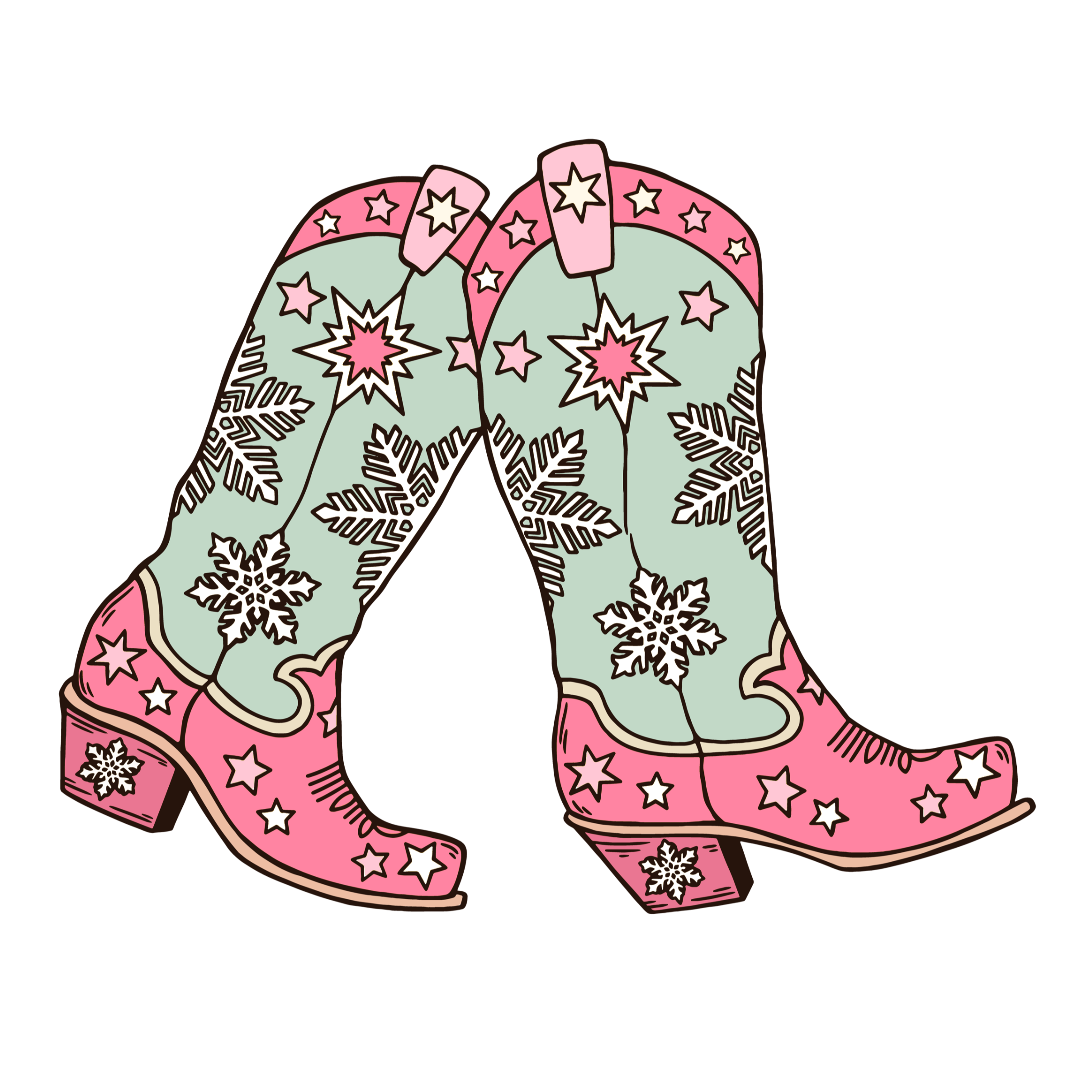 Snowy cow boots sticker