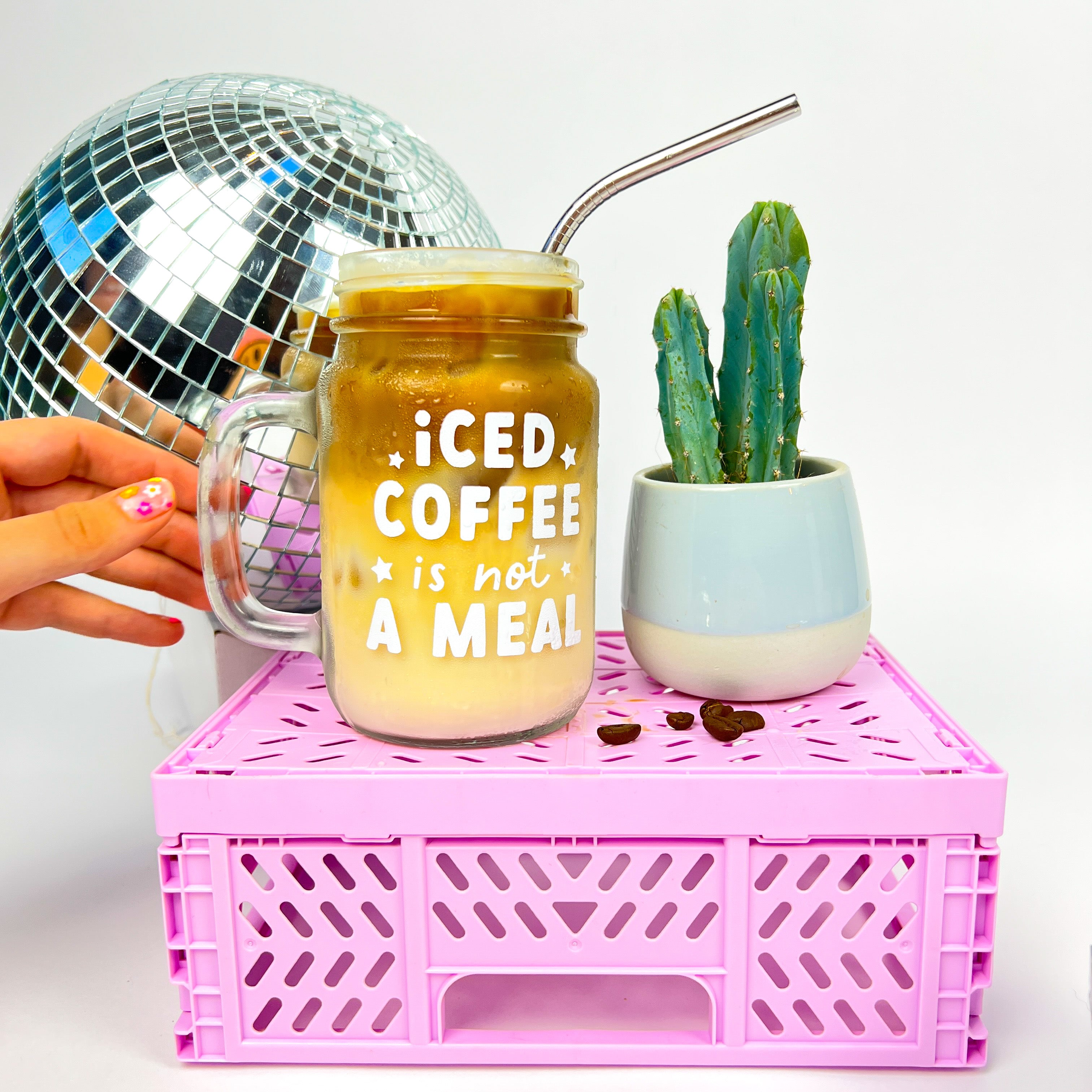 Iced coffee is not a meal mason jar